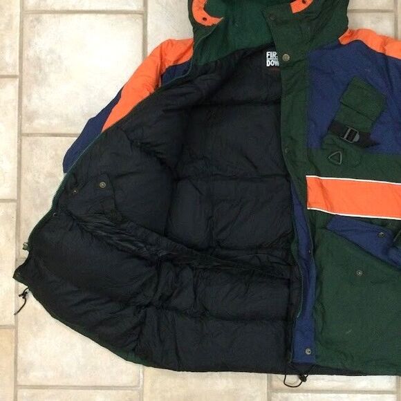 First Down Exploration-Men's Sz XL-Blue/Green/Orange-Puffer Jacket-Duck Down-VTG - Picture 3 of 11